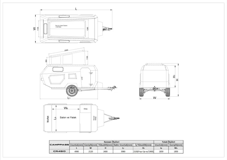 Camppass CR-450 Ölçüler