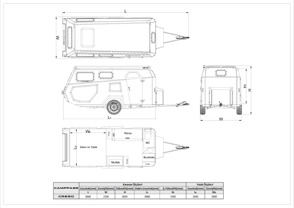 Camppass CR-650 Ölçüler